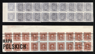 1920 Ukrainian Peoples Republic, Blocks of Twenty (Proofs, Print on Polish Map)