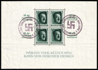 1937 Third Reich, Germany, Souvenir Sheet (Mi. Bl. 9, Special Cancellation, CV $120)