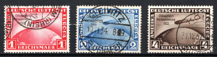 1933 Third Reich, Germany, Airmail (Mi. 496 - 498, Canceled, CV $1,300)