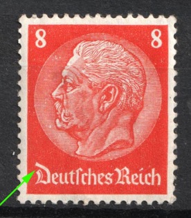 1933-36 8pf Third Reich, Germany (Mi. 517 I, Open 'D', Print Error)