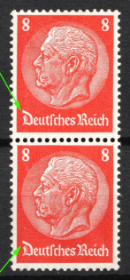 1933-36 8pf Third Reich, Germany, Pair (Mi. 517 I, Open 'D', Print Error)