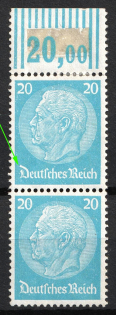 1933-36 20pf Third Reich, Germany, Pair (Mi. 521, Open 'D', Print Error)