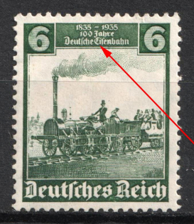 1935 6pf Third Reich, Germany (Mi. 580 II, Spot 'i', Print Error, CV $160)