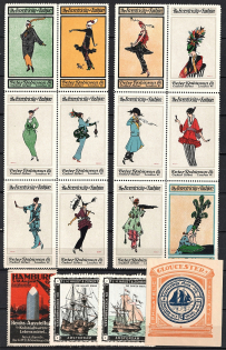 Fashion, Navy, Ships, Stock of Cinderellas, Great Britain, United States, Europe Non-Postal Stamps, Labels, Advertising, Charity, Propaganda, Full Sheets (#118A)