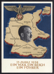 1938 The Anschluss Plebiscite, Depicts a Combined Germany and Austria, Third Reich, Germany, Postal Card