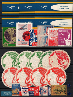 Airplanes, United States, Stock of Cinderellas, Germany, Europe Non-Postal Stamps, Labels, Advertising, Charity, Propaganda (#214A)