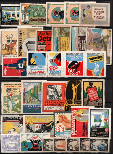 Germany, United States, Stock of Cinderellas, Non-Postal Stamps, Labels, Advertising, Charity, Propaganda (#246A)