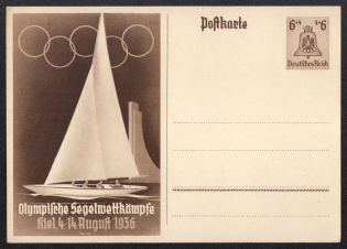 1936 Olympic Sailing Competitions, Third Reich, Germany, Postal Card