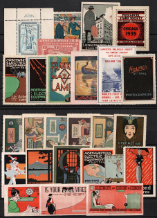 Germany, United States, Stock of Cinderellas, Non-Postal Stamps, Labels, Advertising, Charity, Propaganda (#243A)