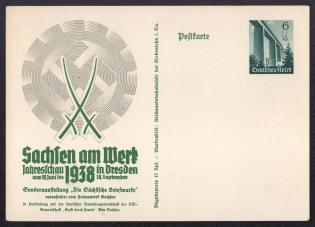 1938 Special Exhibition 'The Saxon Stamp', Third Reich, Germany, Postal Card