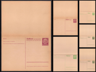 1937 Hindenburg, Third Reich, Germany, Postal Cards with Reply Cards