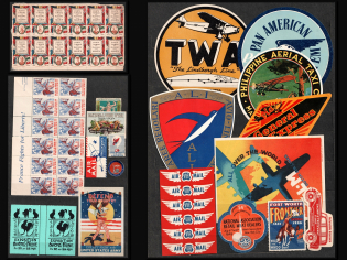 Airmail, Airplanes, United States, France, Stock of Cinderellas, Non-Postal Stamps, Labels, Advertising, Charity, Propaganda (#27)