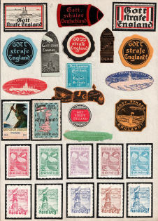 Gemany Anti-England propagand, War, Stock of Cinderellas, Non-Postal Stamps, Labels, Advertising, Charity, Propaganda (#266)