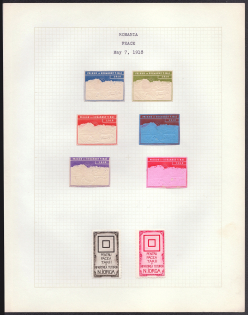 1918 For Peace, Romania, Stock of Cinderellas, Non-Postal Stamps, Labels, Advertising, Charity, Propaganda (#277)