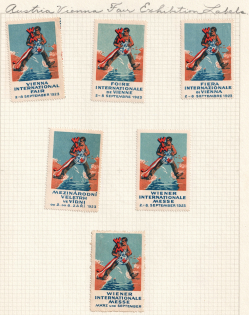 1923 Vienna Fair Exhibition Labels, Austria, Stock of Cinderellas, Non-Postal Stamps, Labels, Advertising, Charity, Propaganda, Postcard (#297)