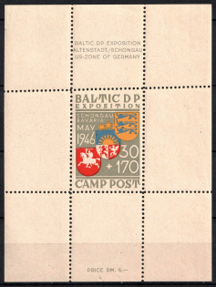 1946 Schongau, Baltic DP Camp, Displaced Persons Camp, Souvenir Sheet (Wilhelm Bl. 1 b, CV $110, MNH)