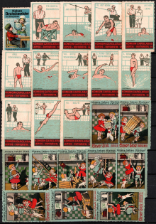 Germany, Swimming, Sports, Stock of Rare Cinderellas, Non-postal Stamps, Labels, Advertising, Charity, Propaganda (#36)