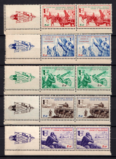 1942 French Legion, Germany, Pairs (Mi. VI - X, Coupons, Margins, Full Set, CV $140, MNH)