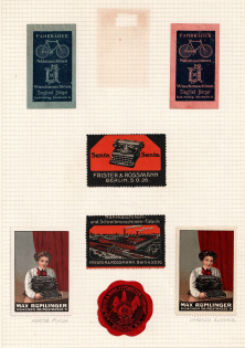 Sewing Machine and Typewriter Manifacturers, Germany, Stock of Cinderellas, Non-Postal Stamps, Labels, Advertising, Charity, Propaganda (#313)