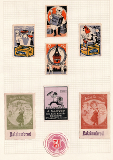 Trademarks in the Food Industry, Germany, Italy, Stock of Cinderellas, Non-Postal Stamps, Labels, Advertising, Charity, Propaganda (#325)