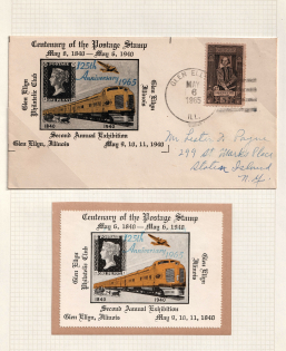 1965 125th Anniversary of the Postage Stamp Matching Cover Cachet and Label, Stock of Cinderellas, Non-Postal Stamps, Labels, Advertising, Charity, Propaganda (#334)