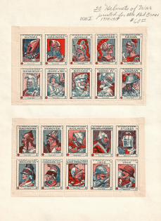 Red Cross, France, Stock of Cinderellas, Non-Postal Stamps, Labels, Advertising, Charity, Propaganda, Blocks (#416A)