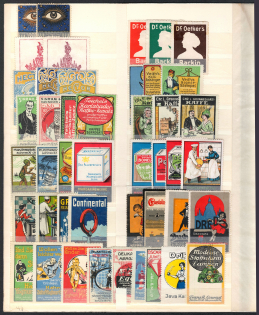 Germany, Stock of Cinderellas, Non-Postal Stamps, Labels, Advertising, Charity, Propaganda (#456)