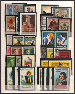 Germany, Stock of Cinderellas, Non-Postal Stamps, Labels, Advertising, Charity, Propaganda (#498)