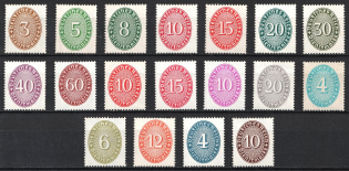 1927-33 Weimar Republic, Germany, Official Stamps (Mi. 114 - 131, Full Set, CV $90)