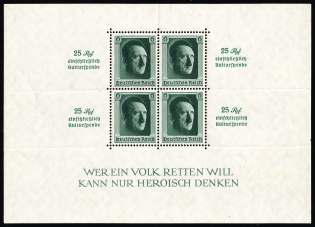 1937 Third Reich, Germany, Souvenir Sheet (Mi. Bl. 9, CV $420, MNH)