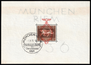 1937 Third Reich, Germany, Souvenir Sheet (Mi. Bl. 10, MUNICH First Day Cancellation, CV $170)