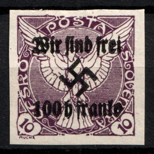 1938 100h on 10h Occupation of Rumburg Sudetenland, Germany (Mi. 19, Signed, CV $50)