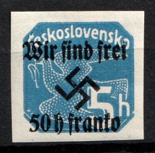 1938 50h on 5h Occupation of Rumburg Sudetenland, Germany (Mi. 25, Signed)