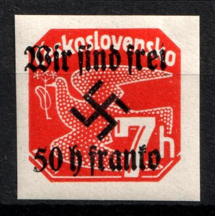 1938 50h on 7h Occupation of Rumburg Sudetenland, Germany (Mi. 26, Signed)