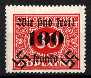 1938 100h on 30h Occupation of Rumburg Sudetenland, Germany (Mi. 39, Signed, CV $30)