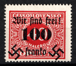 1938 100h on 40h Occupation of Rumburg Sudetenland, Germany (Mi. 40, Signed, CV $30)