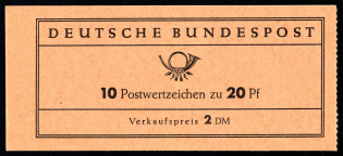 1963 Compete Booklet with stamps of German Federal Republic, Germany, Excellent Condition (Mi. MH 9 u, 10 x Mi. 352 y, CV $50)