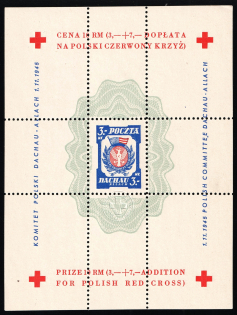 1945 Dachau - Allach, Poland, DP Camp, Displaced Persons Camp, Souvenir Sheet (Wilhelm Bl. 1 x III A, CV $130)