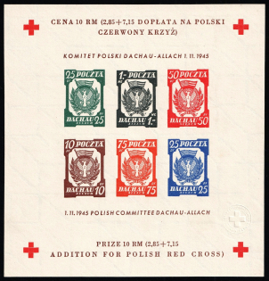 1945 Dachau - Allach, Poland, DP Camp, Displaced Persons Camp, Souvenir Sheet (Wilhelm Bl. 5 b z B, CV $60)
