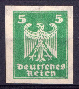 1924 5pf Weimar Republic, Germany (Mi. 356 X U, IMPERFORATED, CV $260)