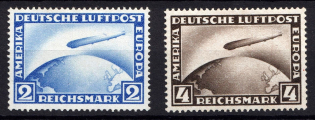 1928 Airmail, Zeppelins, Weimar Republic, Germany (Mi. 423 - 424, Full Set, CV $120)