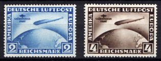 1930 Airmail, Zeppelins 'Sudamerika Fahrt', Weimar Republic, Germany (Mi. 438 Y - 439 Y, Full Set, CV $950)