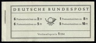 1956 Compete Booklet with stamps of German Federal Republic, Germany, Excellent Condition (Mi. MH 3, 6 x Mi. 179, 6 x Mi.177, 5 x Mi. 183, 1 x 182, CV $70)