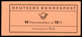 1960 Compete Booklet with stamps of German Federal Republic, Germany, Excellent Condition (Mi. MH 6 e, 10 x Mi. 183, Plate Number '3436', CV $50)