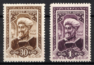 1942 500th Anniversary of the Birth of Alisher Navoi, Soviet Union, USSR (Full Set, MNH)