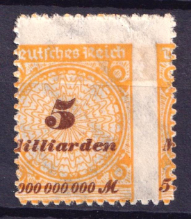 1923 5m Weimar Republic, Germany (Mi. 327 B, SHIFTED Roulette)