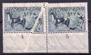 1921-22 20m Weimar Republic, Germany, Pair (Mi. 196, 'Accordion', Foldover)