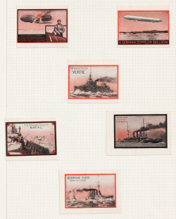 Military, Zeppelins, Airplanes, Ships, Army, War, Germany, Great Britain, United States, Stock of Cinderellas, Non-Postal Stamps, Labels, Advertising, Charity, Propaganda (#577)