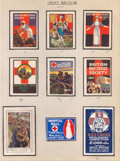 1914 British Red Cross, WWI, Stock of Cinderellas, Non-Postal Stamps, Labels, Advertising, Charity, Propaganda (#570)