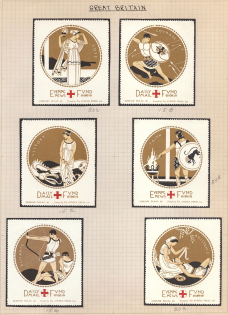 British Red Cross, WWI, Stock of Cinderellas, Non-Postal Stamps, Labels, Advertising, Charity, Propaganda (#572)